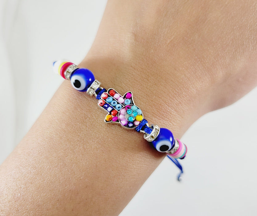 Mexican Pulsera Blue Azul Ojo Turco Verde Evil Eye Mal De Ojo Hamsa Hand