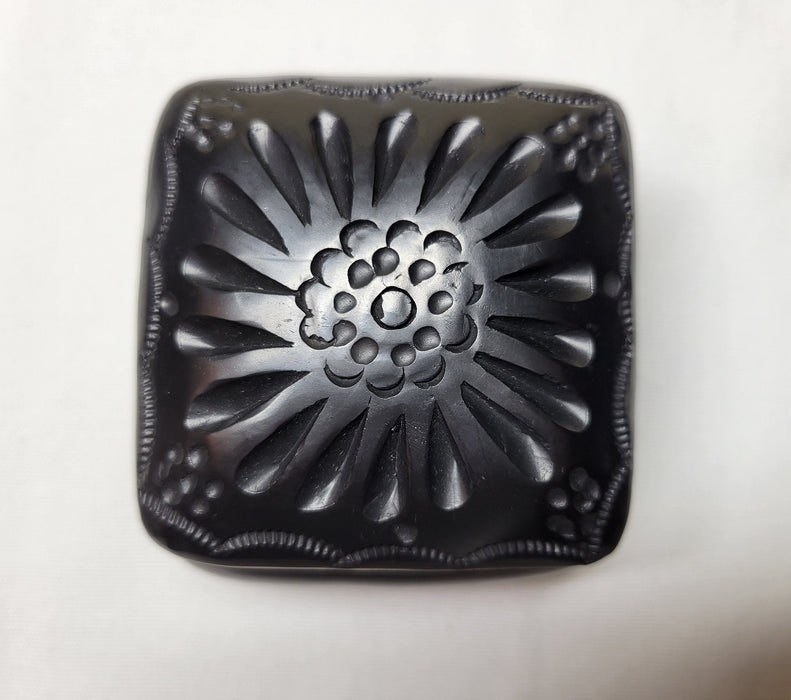 Barro Negro Black Clay Artisan Square Floral Trinket