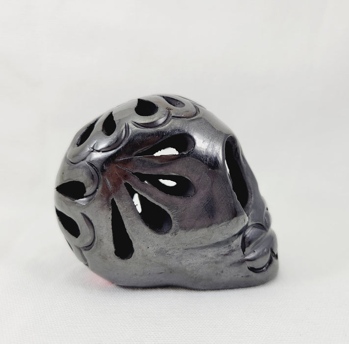 Barro Negro Black Clay Floral Skull Cráneo Ofrenda