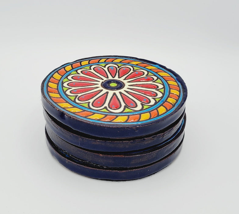 Talavera Circular Coaster Set of 4 Barro Handmade Mexico