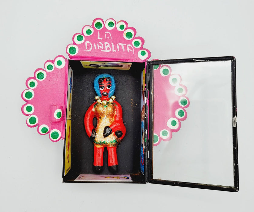 La Diablita Nicho Hojalata Tin Folk Dia de los Muertos Loteria Oaxaca Mexico