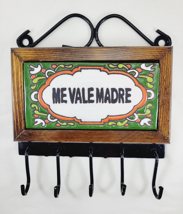 Wall Decor Mount Key Holder Wood Tile Talavera Me Vale Madre Handmade Folk Mexico
