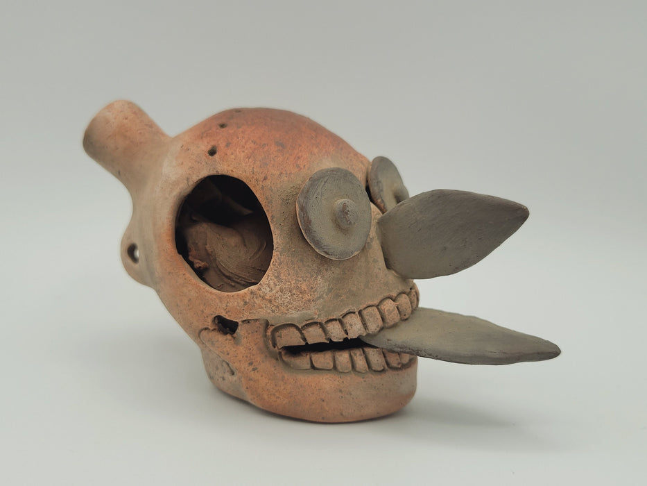 Handmade Barro Mictlantecuhtli Aztec Death Whistle Teotihuacan Mexico Rare